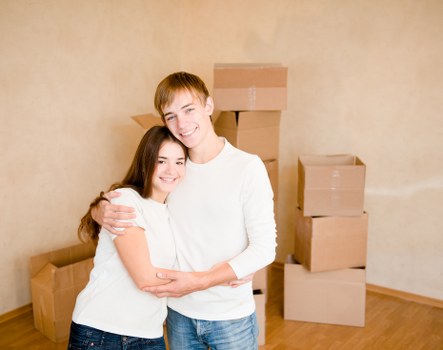 Neatly arranged furniture and household goods in storage