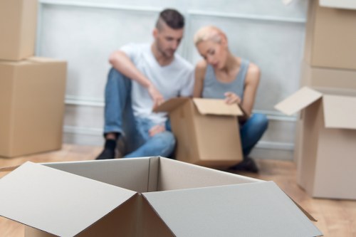 Packed storage boxes ready for long-term storage in Mitcham