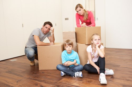 Protected sofas and tables stored safely in Mitcham