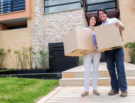 Household boxes and furniture prepared for a Mitcham move