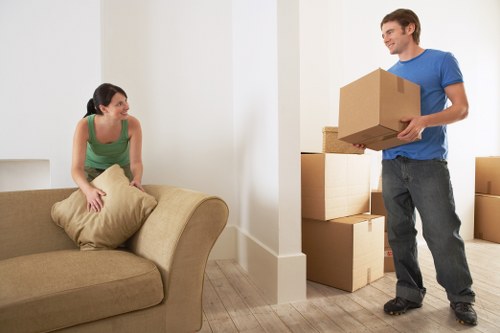 Packed moving boxes prepared for house removals in Mitcham
